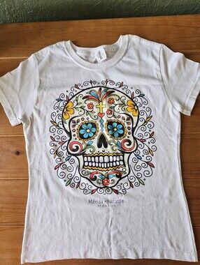 NWT Sugar Skull White T Shirt Size Medium (Small)